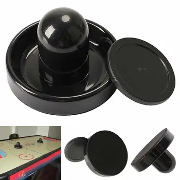 

96mm Air Hockey Table Felt Pusher Mallet Goalies with 1pc 63mm Puck Black ENA88