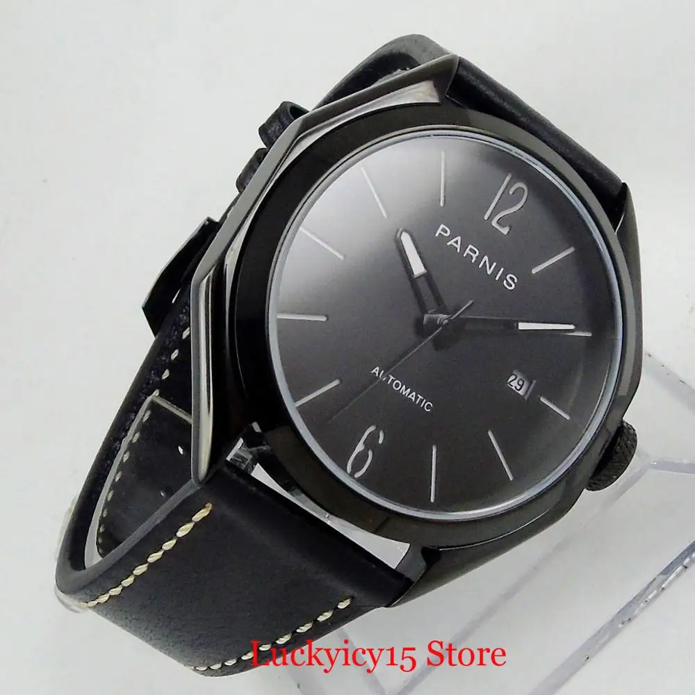 PARNIS Dress 3 Models New Arrival Sapphire 43mm Polished Automatic Men Wristwatch Automatic Movement Date Window Leather Strap - Цвет: model 5