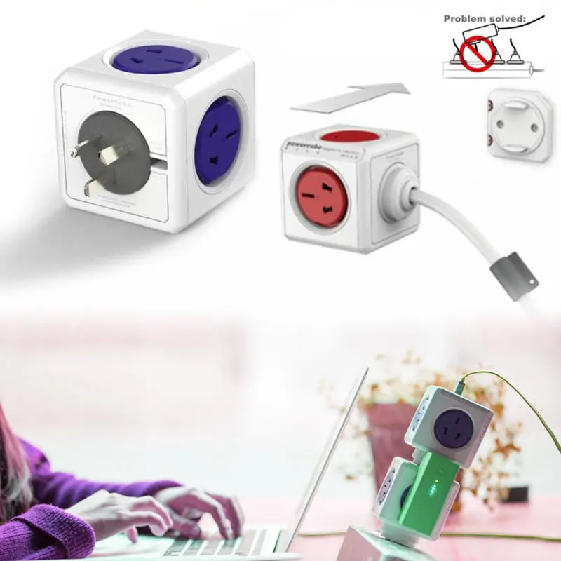 

Power Cube Socket USB Ports Adapter Switched Socket Expandable Multifunction