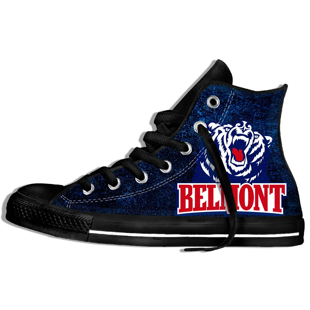 Belmont Bruins 1 Кроссовки с принтом логотипа по индивидуальному заказу; Новинка; мужские высокие парусиновые лоферы; Zapatos De Mujer - Цвет: Belmont Bruins 1