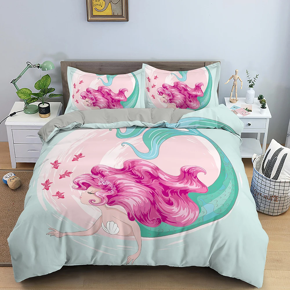 

Magic Mermaid Pattern Bedding Sets Duvet Cover Bed Linen Bedclothes Twin/Queen/King Size Bed Room For Kids Christmas Gifts