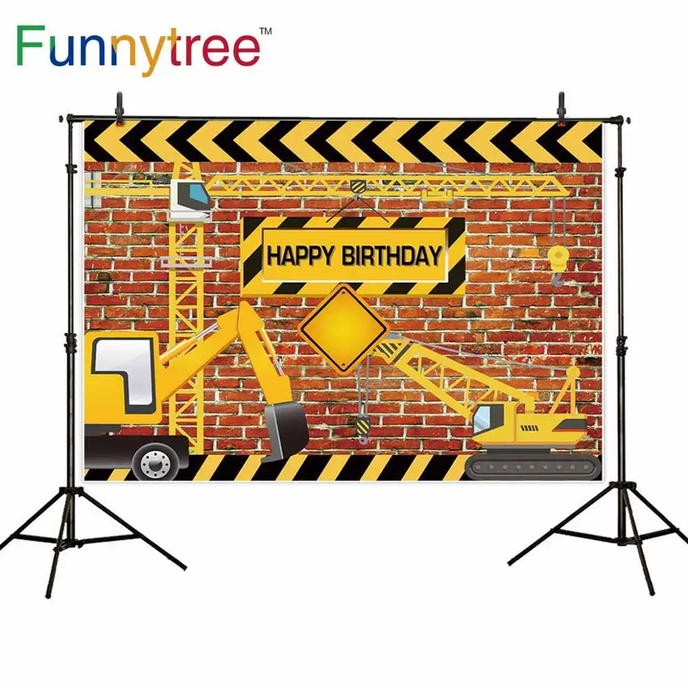Фотофон Funnytree с изображением зоны для фотосъемки строитель кирпичная стена
