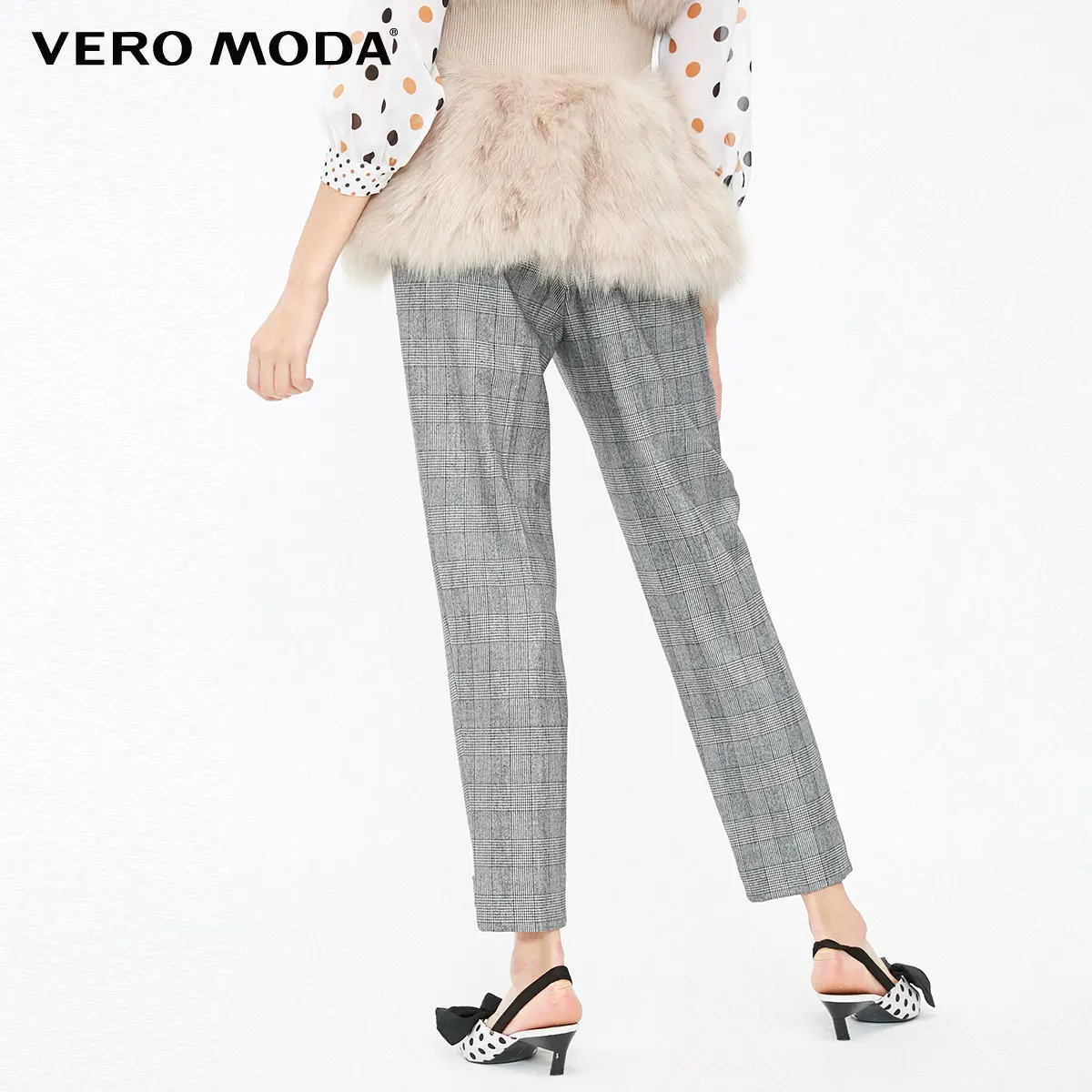 Vero Moda женские OL Стиль свернутые манжеты клетчатые укороченные брюки | 319150513