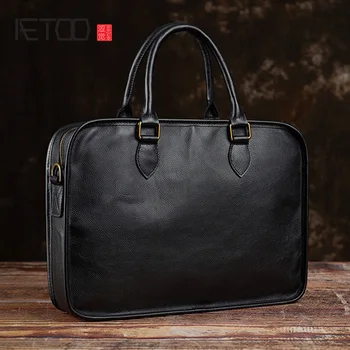 

AETOO Handmade first layer leather men's briefcase 15.6-inch computer bag retro simple casual business handbag leather