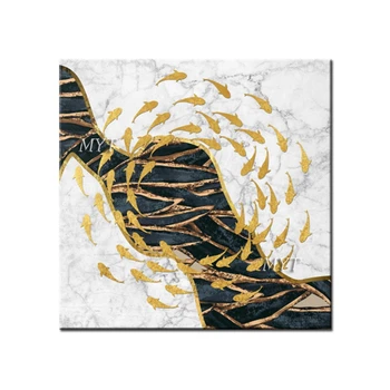 

A School Of Small Fish Is Circling Oil Painting 100% Handpainted Modern Paintings On Canvas Wall Art Home Decoration Beautiful