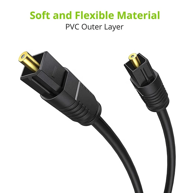 Toslink MD - Cable de fibra óptica óptica y audio digital HD (3 pies)