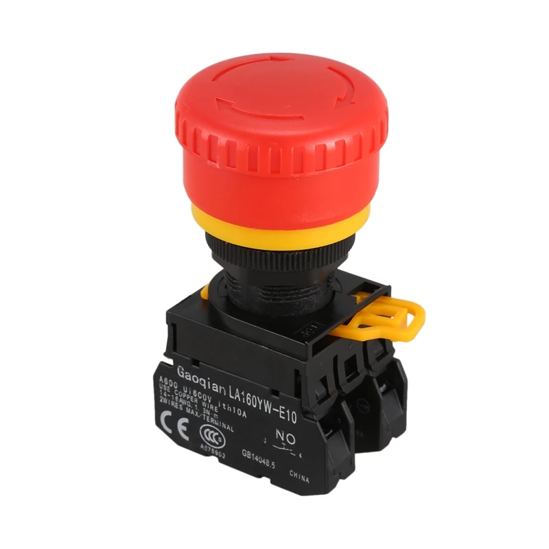 

AC 600V 10A Red Sign Mushroom Emergency Stop Push Button Switch
