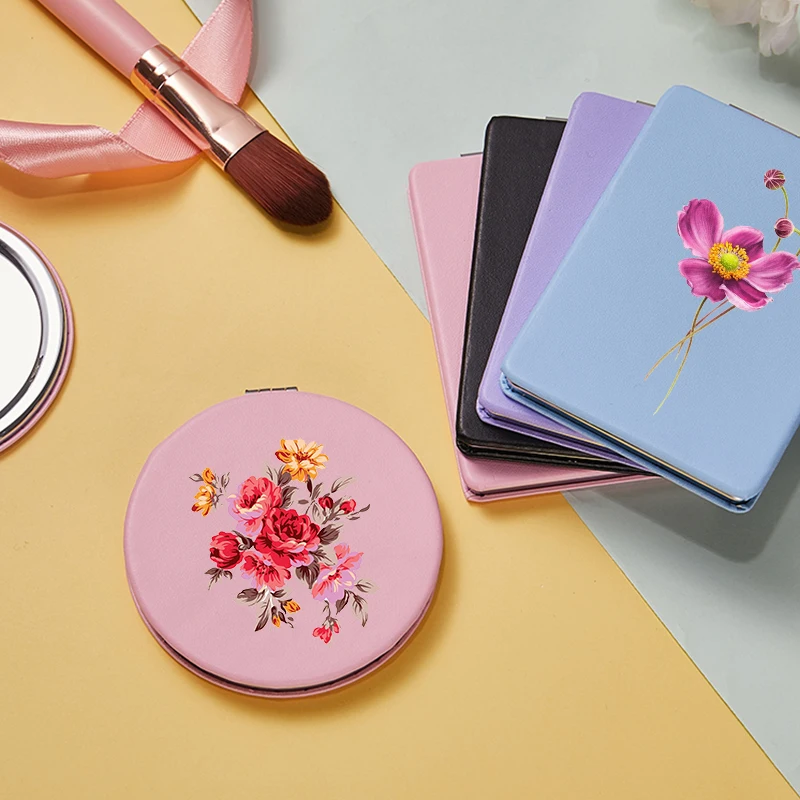 

Hot Sell Flowers Girls Makeup Mirror Mini Portable Two-side Folding Magnifying Pocket Compact Cosmetic Vanity Mirrors for Women