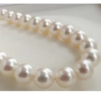 

Fashion jewelry Free Shipping NEW LUXURY AAA10-11MM PERFECT ROUND SOUTH SEA GENUINE WHITE PEARL NECKLACE18"14K