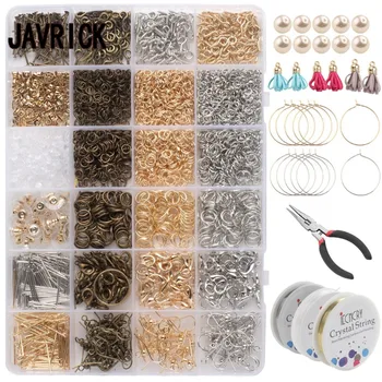 

3000 Pieces Jewelry Making Kit with Jump Rings Screw Eye Pin Headpins Lobster Claw Clasps Earring Hooks Backs Pliers Kit
