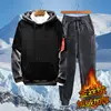 2020 winter Plus Size Men Casual Warm Tracksuit Fleece Zipper Hooded Coat Drawstring Pants 2 Piece Sets Mens Clothing 4