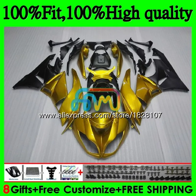 Инъекции для KAWASAKI ZX 6R ZX-636 ZX 636 ZX636 25BS. 51 ZX-6R ZX6R 13, 14, 15, 16, 17, черного и золотого цвета 2013 обтекатель