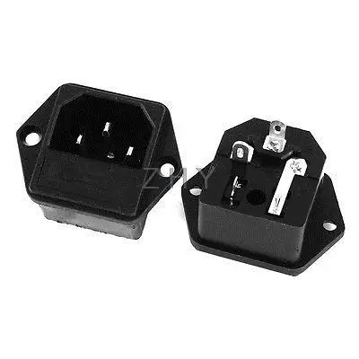 

AC 250V IEC 320 C14 Male Plug Inlet Power Socket 2 Pieces w 4 Pcs 5x20mm Fuse 5A
