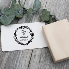 На Заказ Свадебный венок штамп с каллиграфией, деревянная резиновая печать, персонализированная Свадебная классическая печать