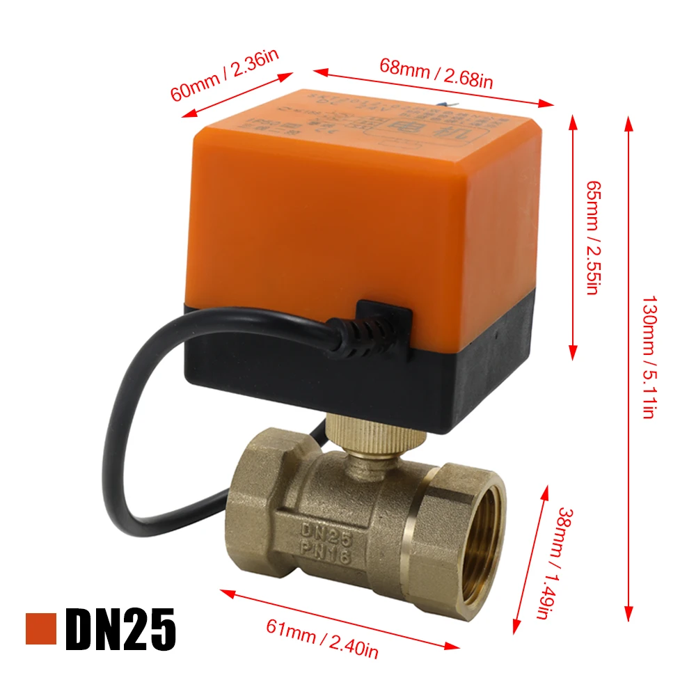 Моторизованный шаровой клапан DC12V 2 ходовой 3 проводной латунный Электрический
