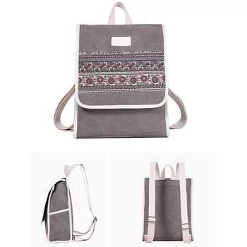 

Canvas Backpack Retro Style College Bookbag Female Laptop Backpacks Floral Printed Travel Daypack Bags