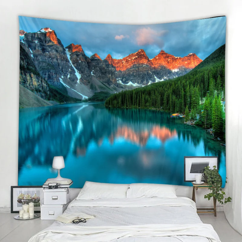 

River Tapestry Beautiful River Tapestry Printed Tapestry Polyester Fabric Wall-mounted Art Tapestry Home Decor Big Blanket