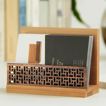

Wooden Business Card Display Holder Professional Black Walnut Naturals Bamboo Cards Case VH99