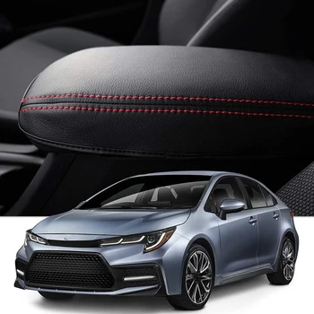 

Armrest Center Console Cover Armrest Box Pad for Toyota Corolla E210 2019 2020 Leather Synthetic (Black with Red Line)