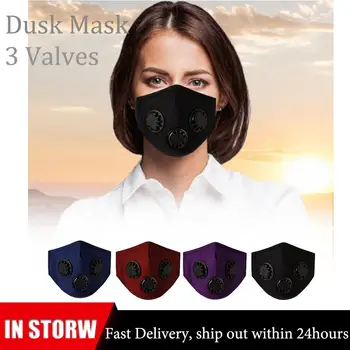 

Antiviral Sport Dust Face Mask With 3 Valve & 2 Filter Activated Carbon PM 2.5 Anti-Pollution Running Cycling Mask For Adult