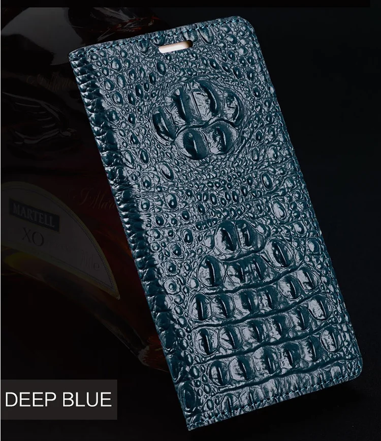 Чехол из натуральной кожи крокодила для samsung galaxy A50 A70 A40 A20 Note 8 9 10 S8 S9 S10 plus чехол для телефона r - Цвет: Темно-синий