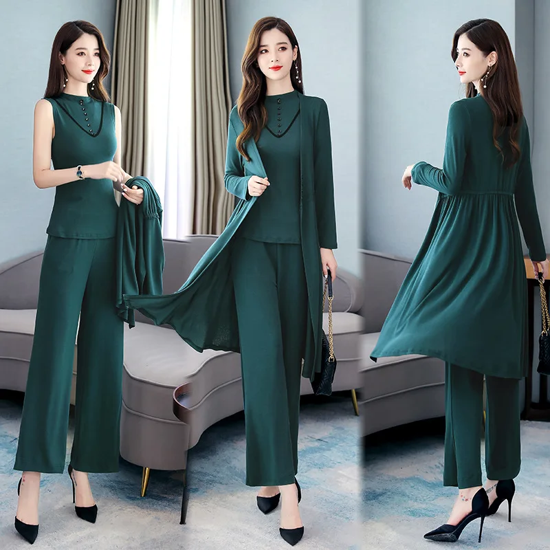 

Stand Collar Elegant Simple Versatile Elegant Korean-style 2019 Autumn Trend Three-piece Set