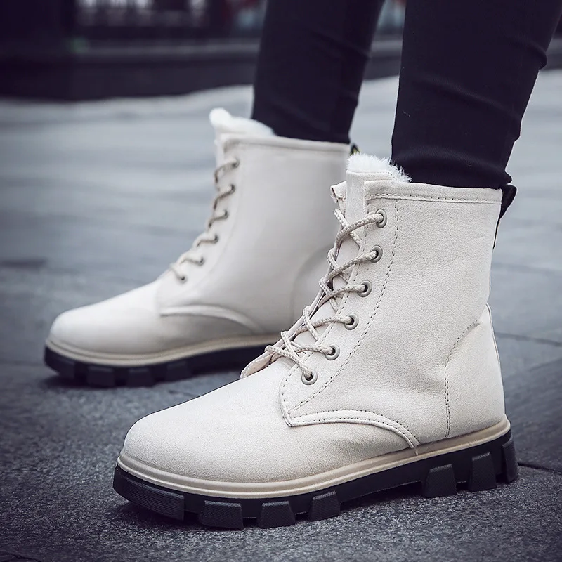 

2019 Spring and autumn boots female boots warm flat with women shoes tide shoes Classic Lace-up Ankle Boots Women boots