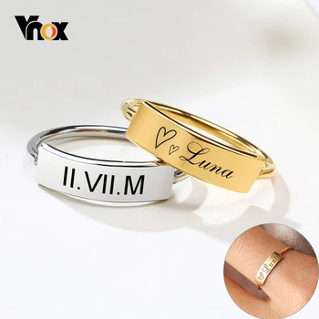 

Vnox 5mm Customized Signet Ring for Women Minimalist Metal Stainless Steel Finger Band Elegant Chic Party Jewelry Unique Gift
