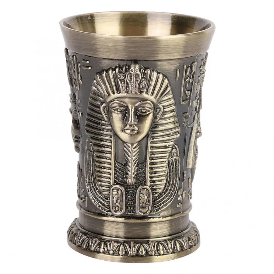 Miniature Figurines Vintage Egypt Style Wine Cup Metal Goblet Art Craft Decoration Gift Home Ornaments Plastic