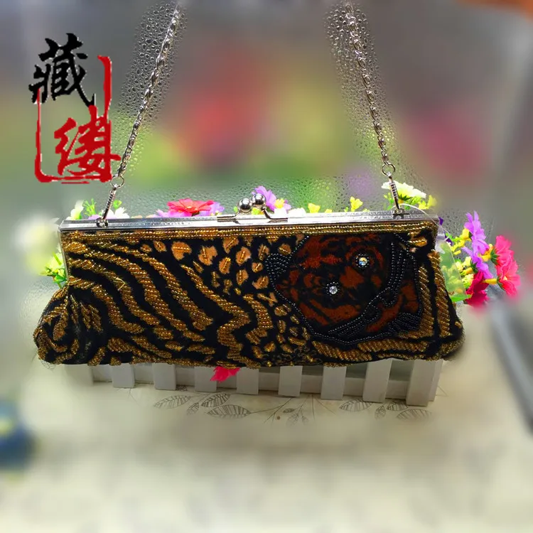 

New Style WOMEN'S Bag 2016 Banquet Bag Leopord Pattern, Handmade Beaded Shoulder, Handbag