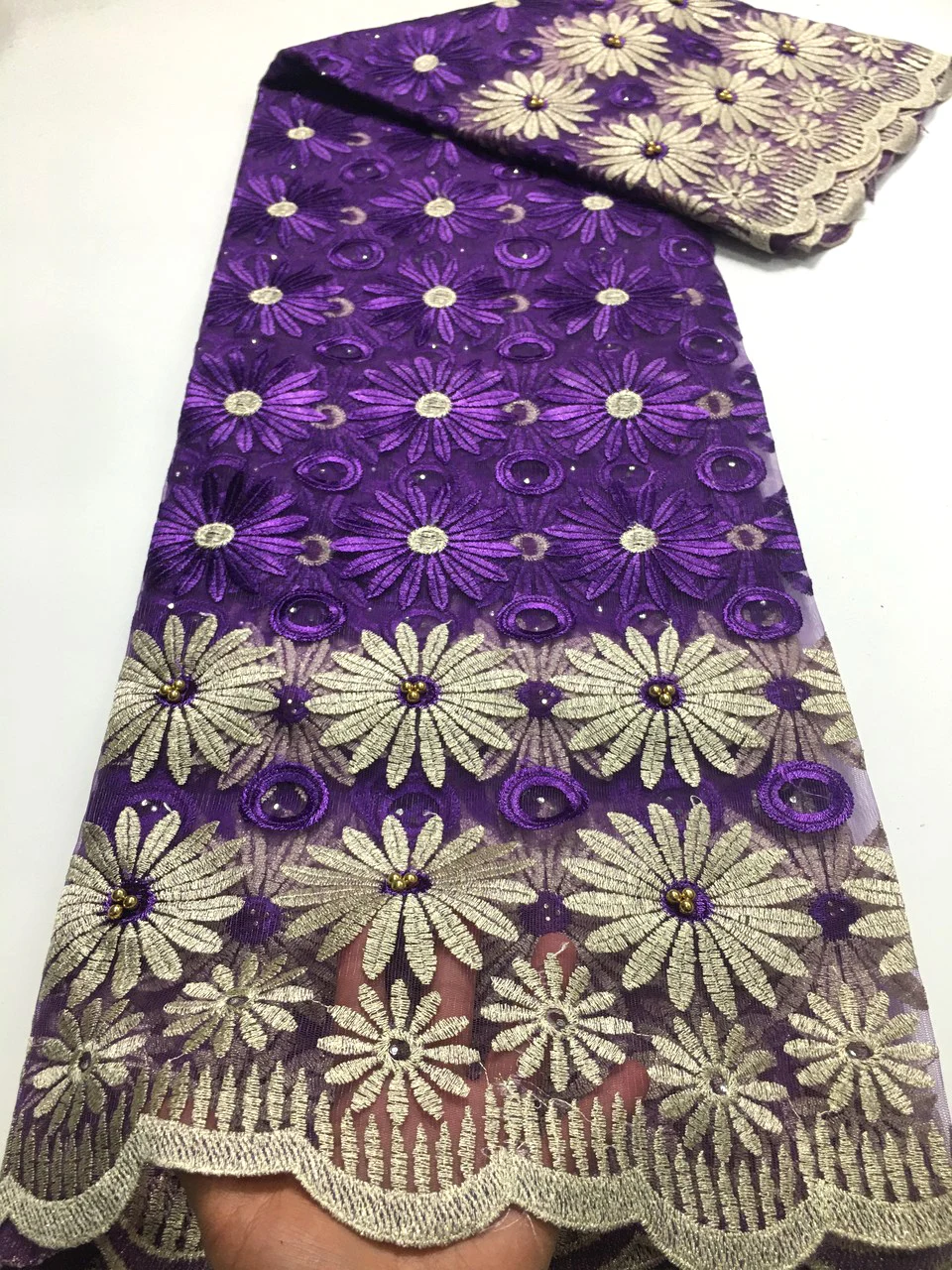 

Purple African Lace Fabric 2021 High Quality French Lace Fabric With Stones Nigerian Lace Fabric For Dress 5 Yards M4680