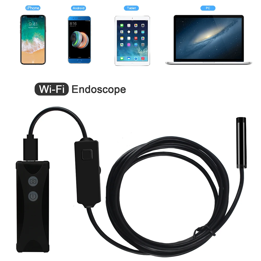 Wifi эндоскоп камера HD 1200P 1-10 м мини Водонепроницаемый Жесткий провод беспроводной 8 мм 6 светодиодный бороскоп камера для Android ПК IOS эндоскоп