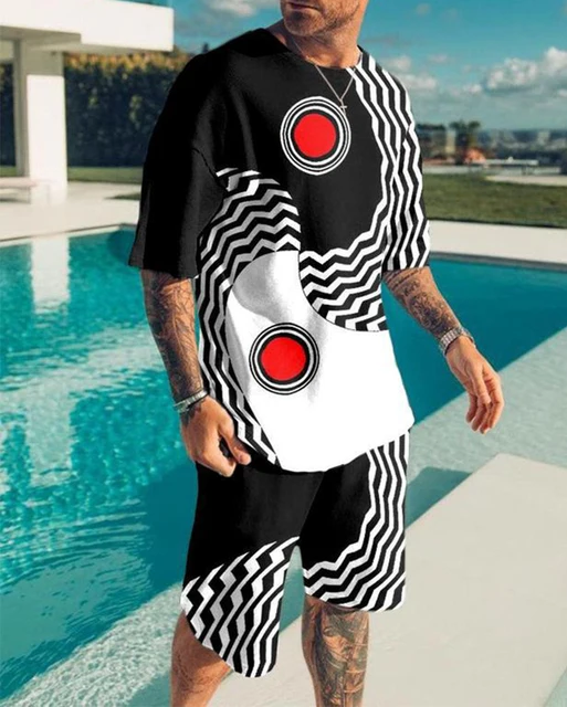 Men's Casual Sets Fashion 2 Pieces Suit 3D Printing Short Sleeve T-shirt Shorts Sets Sportswear Tracksuit 2021 Summer Sportsuit 11