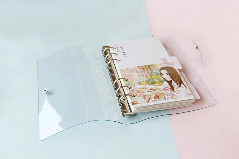 PVC Transparent loose leaf binder loose strap loose leaf inner core note book bullet journal A6 planner office supplies