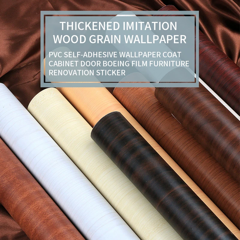 

Wood Grain PVC Wallpaper For Kitchen Refurbished Movies Clothes Wardrobe Closet Door Home Furniture Office Wall Decor Sticker