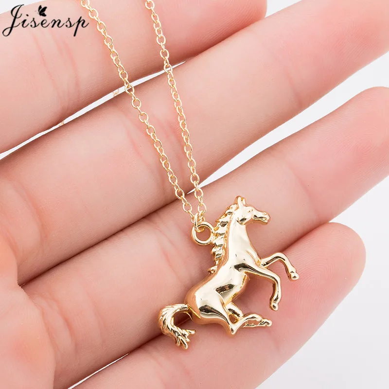 Collier cheval passion équitation acier inoxydable plaqué or pour femme et fille