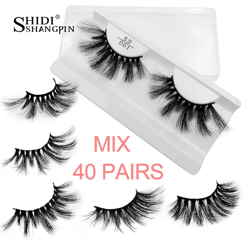 MIX 40 PAIRS Оптом с фокусным расстоянием 25 мм ресницы серо-коричневого цвета 20 Вт, 30 Вт, 40/50/100 пар мягких детских носков Длинные Накладные ресницы в естественном стиле пушистые Поддельные Наращивание ресниц макияж глаз - Цвет: MIX 40 PAIRS