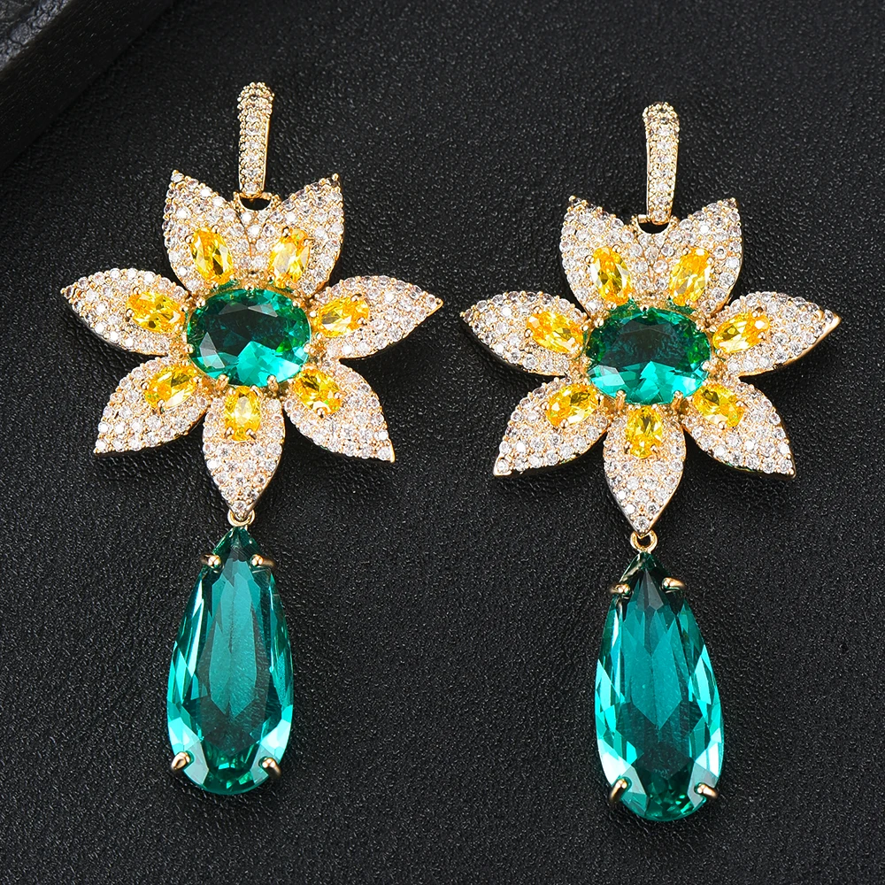 

GODKI 2020 Christmas Snowflake Charms Long Statement Dangle Earrings for Women Wedding Fashion Cubic Zircon Bohemia Jewelry