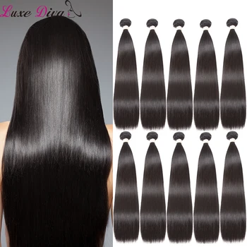 

Luxediva Straight Human Hair Bundles 5pcs 10 Pcs Wholesale Brazilian Hair Weaving Natural in Bulk Sale 8-30Inch Extensions Deals
