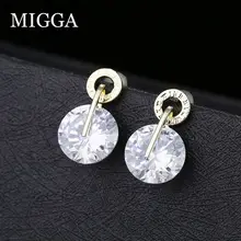 MIGGA блестящие большие серьги с кубическим цирконием золотого цвета, римская цифра, CZ камень, серьги для женщин