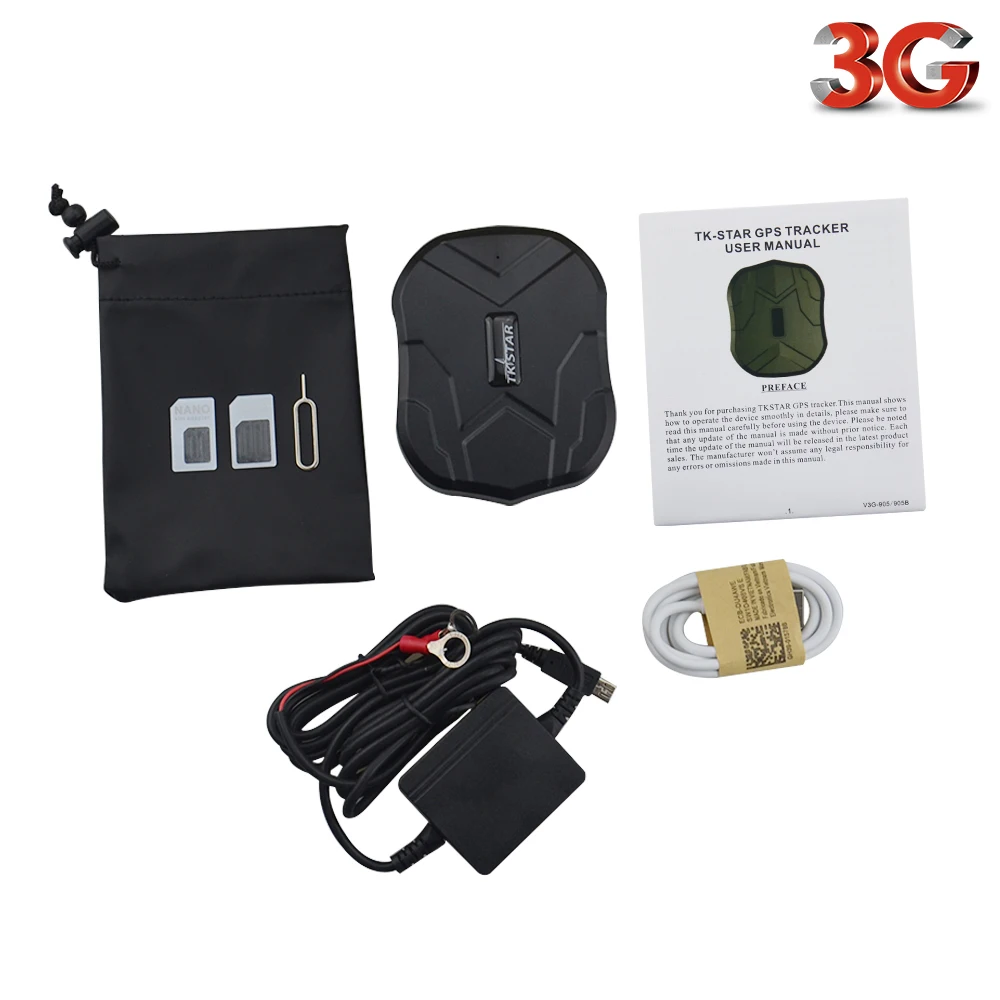 3G WACMA Vehicle Equipment GPS Vehicle Tracker TK905-3G Real-time Tracking Historical Route Playback Geofence Movement Alarm - Цвет: no box with charge