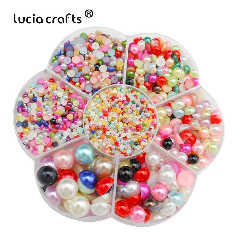 

1Box 2/3/4/5/6/8/10mm Mixed Color ABS Imitation Flatback Half Round Pearl Beads DIY Jewelry Making Grament Shoes Bag Decorations
