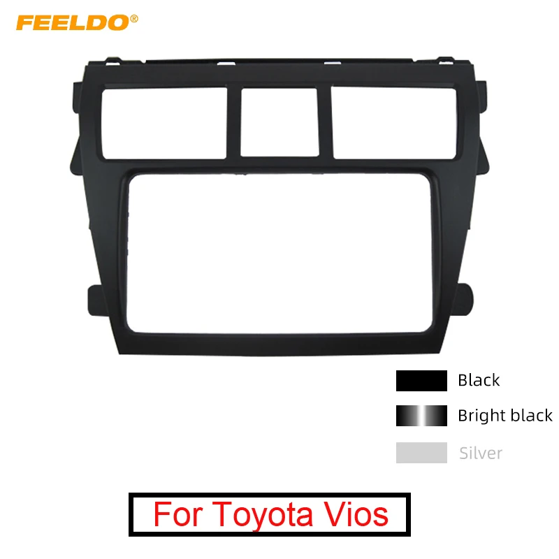 

FEELDO Car Audio Stereo 2Din Fascia Frame Plate Adapter For Toyota Vios 2008 CD/DVD Dash Panel Frame Trim Kit #MX4916