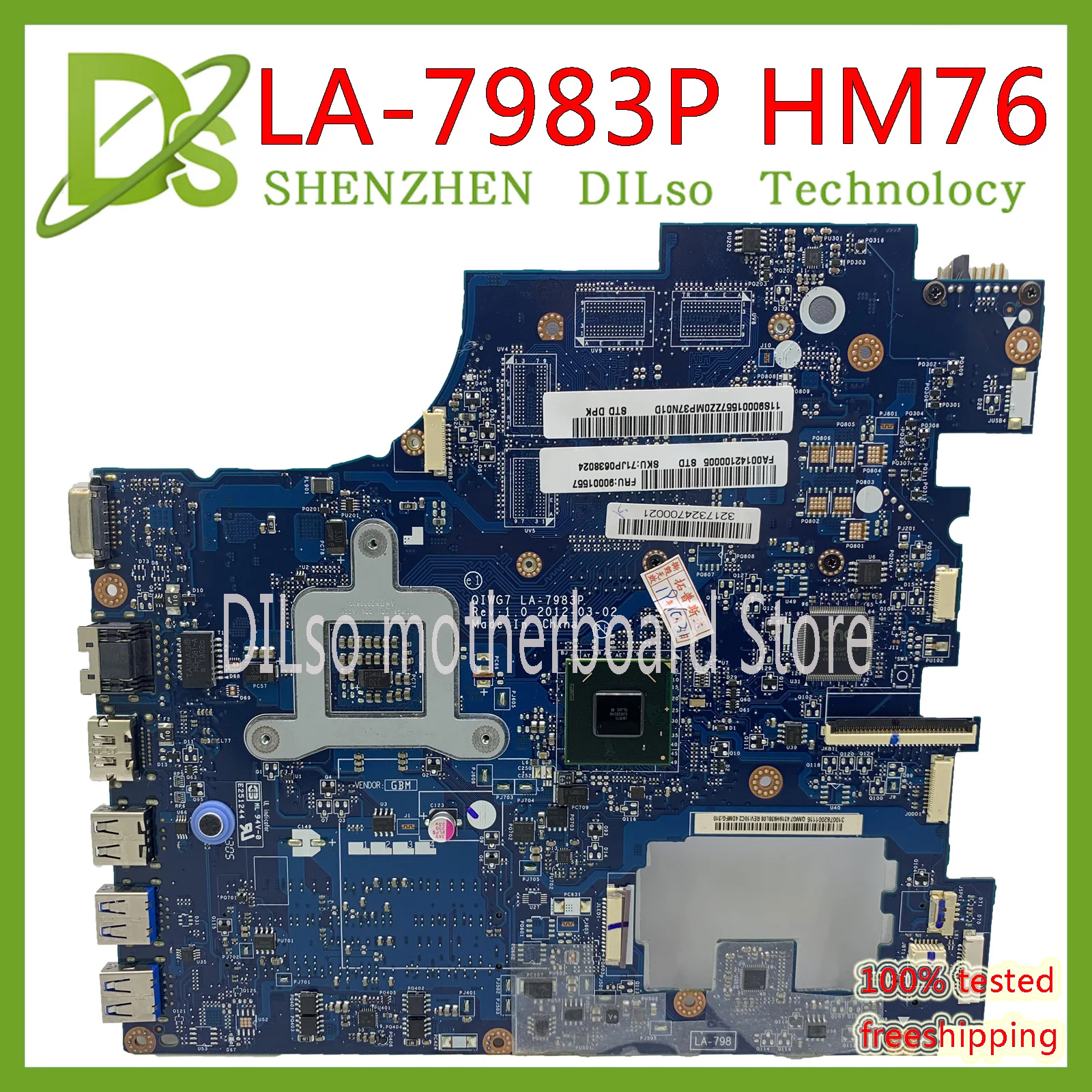  KEFU LA-7983P For Lenovo G780 for Lenovo QIWG7 LA-7983P HM76 PGA989 DDR3 motherboard Test 100% orig