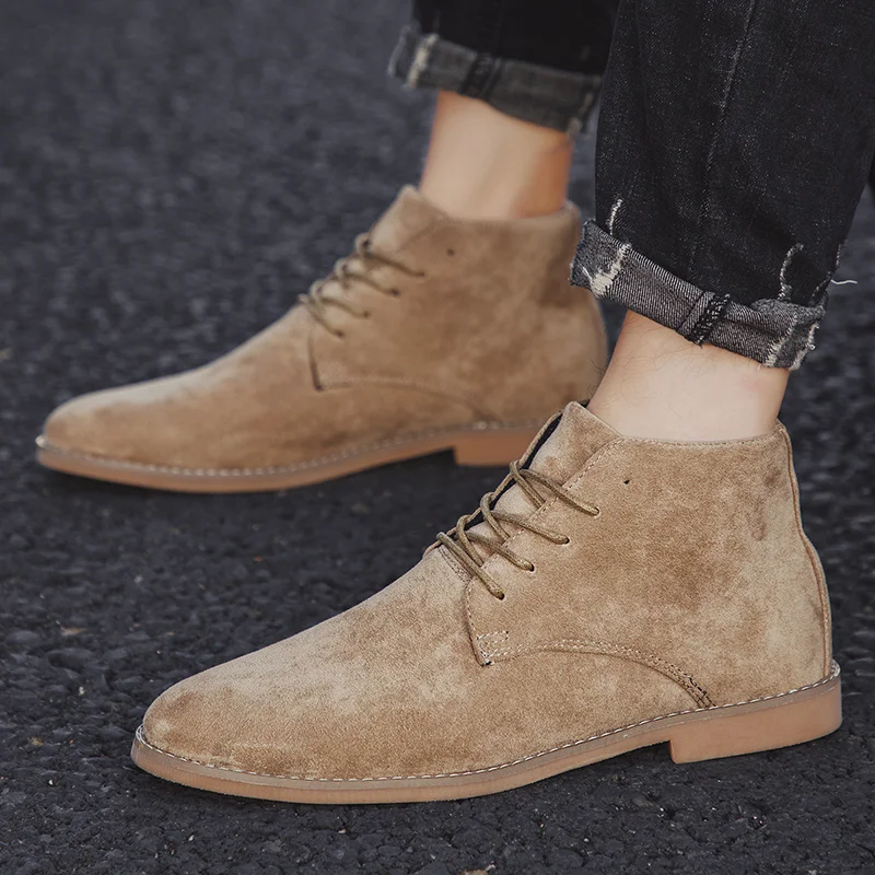 

British style New Fashion Men Snow Boots Winter Vintage Korean version Solid Color Martin Boots Short Warm Cotton Shoes
