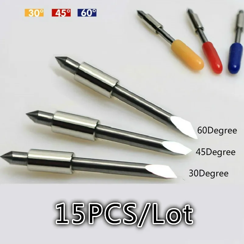 KZTech 15 шт. для Graphtec CB15 плоттер лезвия 30 45 60 градусов виниловый резак CB15U резьба машина Силуэт КАМЕЯ резка