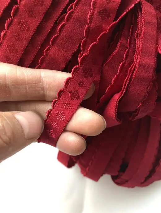 red 6 м/лот, 1 см ширина, высокое качество, эластичная кружевная отделка для самостоятельного пошива одежды, кружевная лента для повязки на голову - Цвет: red