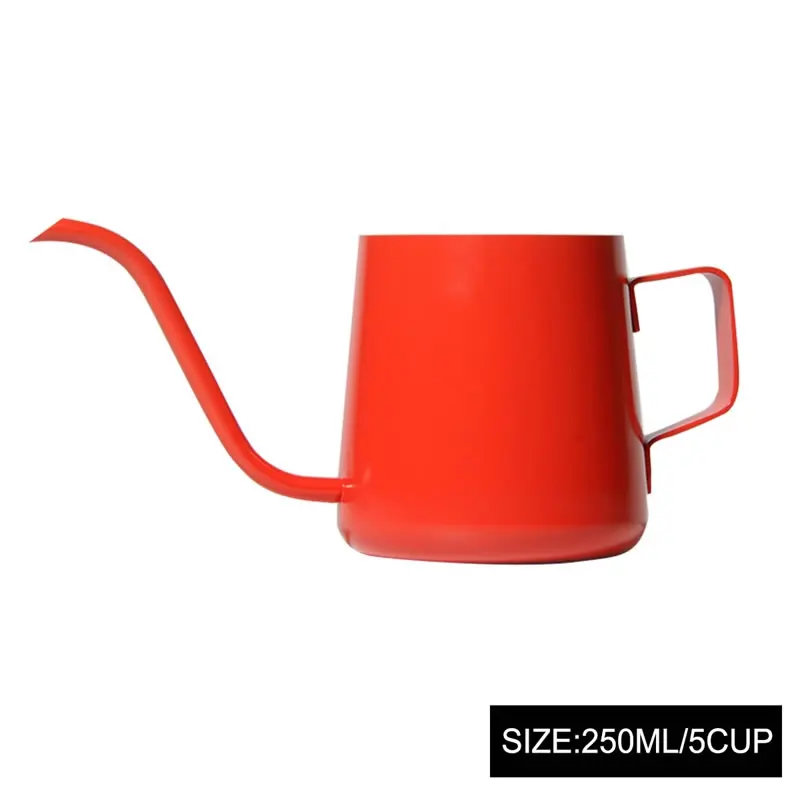 Red 250ML OBR 250 мл/350 мл из нержавеющей стали капельного над чайником чайник залейте над кофейником длинный чайник с носиком инструменты для кухни дома - Цвет: Red 250ML
