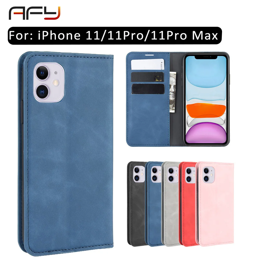 

AFY Flip Cover Wallet PU Case For iPhone X 11 XR/XS Leather case Folding Card Holder protective for iPhone XS Max 11 Pro Max