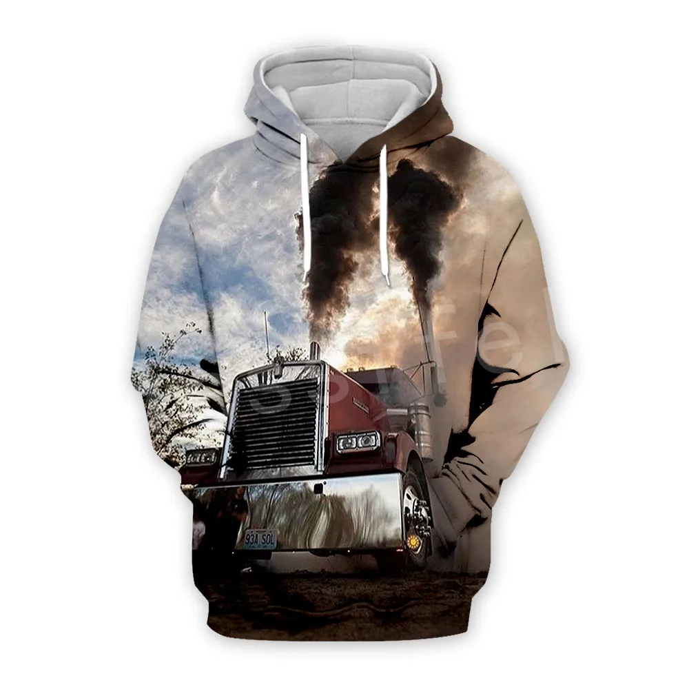 hoodies Tessffel грузовик водителя грузовика пуловер спортивный костюм Новая мода Crewneck MenWomen 3D печатных толстовки/молнии/куртки S-2 - Цвет: hoodies